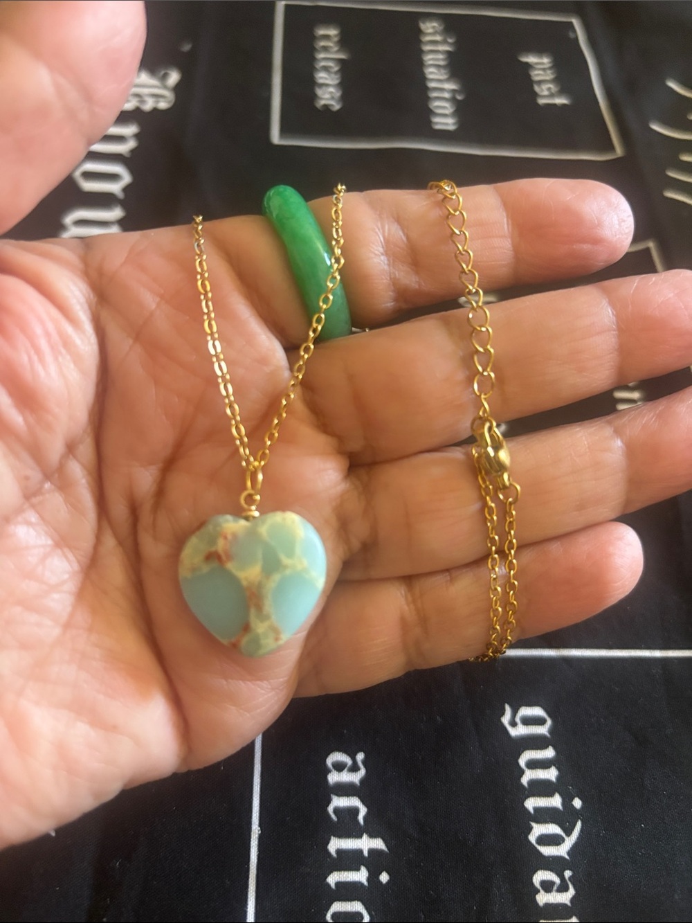 18” Claire's Gold-Tone Necklace with Light Blue Marbled Heart Pendant